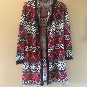 Long hooded cardigan sweater. XL